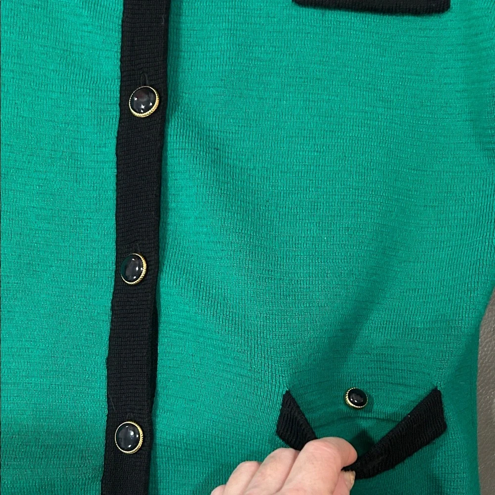 JH collectibles wool women Green and Black Cardigan Sweater, size S. - Picture 4 of 6